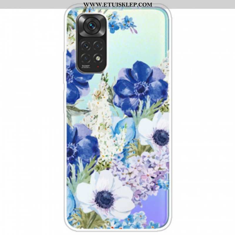 Etui do Xiaomi Redmi Note 11 / 11S Bezszwowe Akwarela Niebieskie Kwiaty